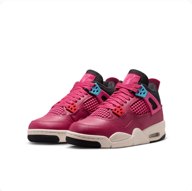 Berry Pink Sneakers with Turquoise Eyelets & Cream Soles