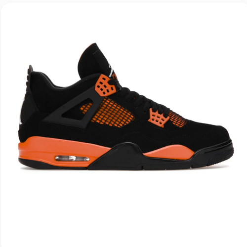 Black & Orange Sneakers with Grid Panels & Contrast Eyelets