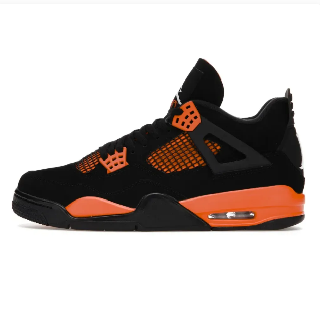 Black & Orange Sneakers with Grid Panels & Contrast Eyelets