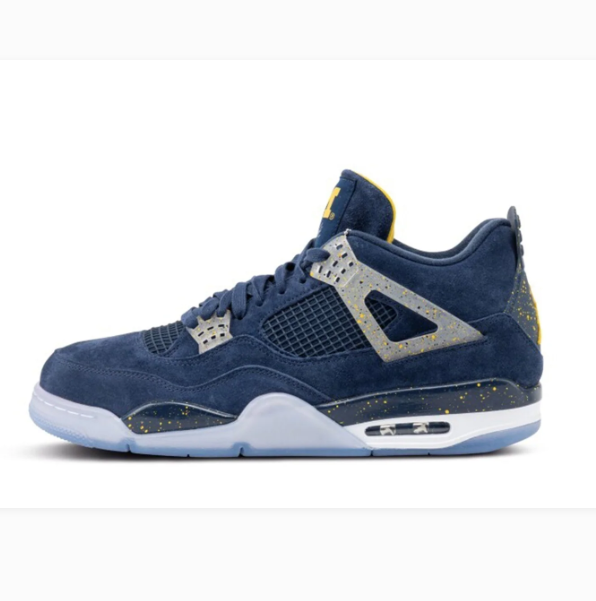 Navy Sneakers with Speckled Grey Lace Wings & Yellow M Details