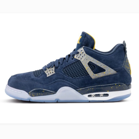 Navy Sneakers with Speckled Grey Lace Wings & Yellow M Details