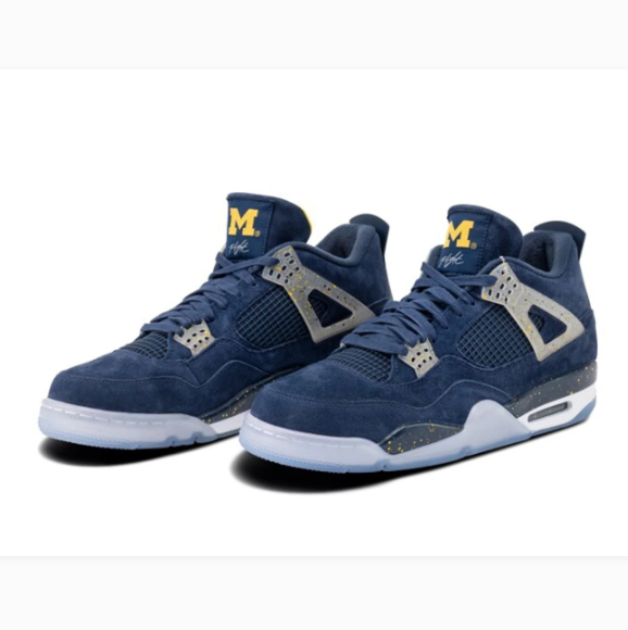 Navy Sneakers with Speckled Grey Lace Wings & Yellow M Details