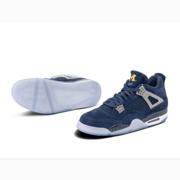 Navy Sneakers with Speckled Grey Lace Wings & Yellow M Details