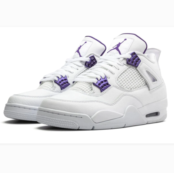 White Sneakers with Purple Eyelets & Tonal Grid Panels