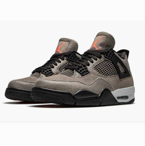 Taupe Grey Sneakers with Black Lace Wings & Coral Accents