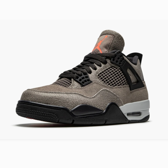 Taupe Grey Sneakers with Black Lace Wings & Coral Accents