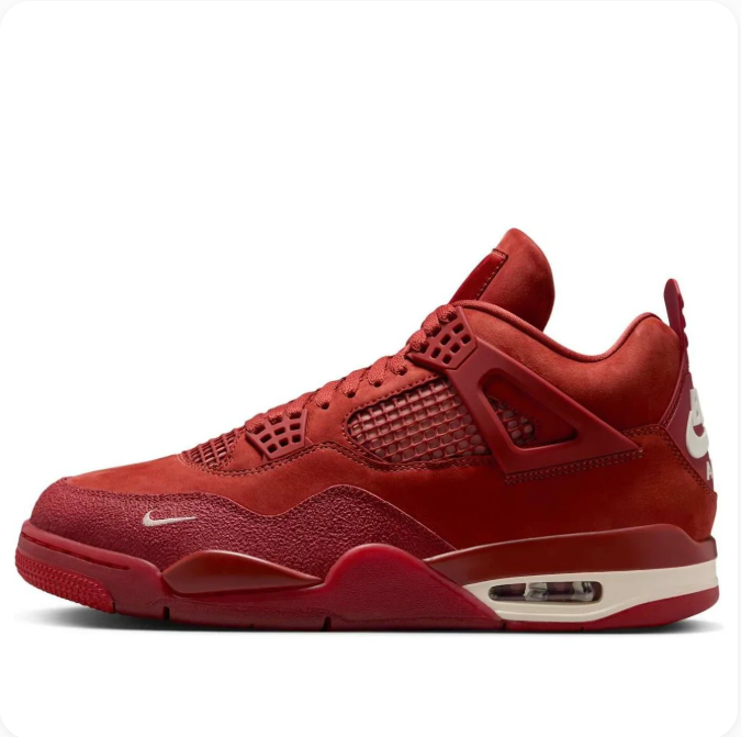 Brick Red Sneakers with Tonal Grid Panels & Cream Heel Accents