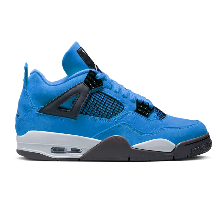 Bright Blue Sneakers with Black Grid Panels & Grey Accents