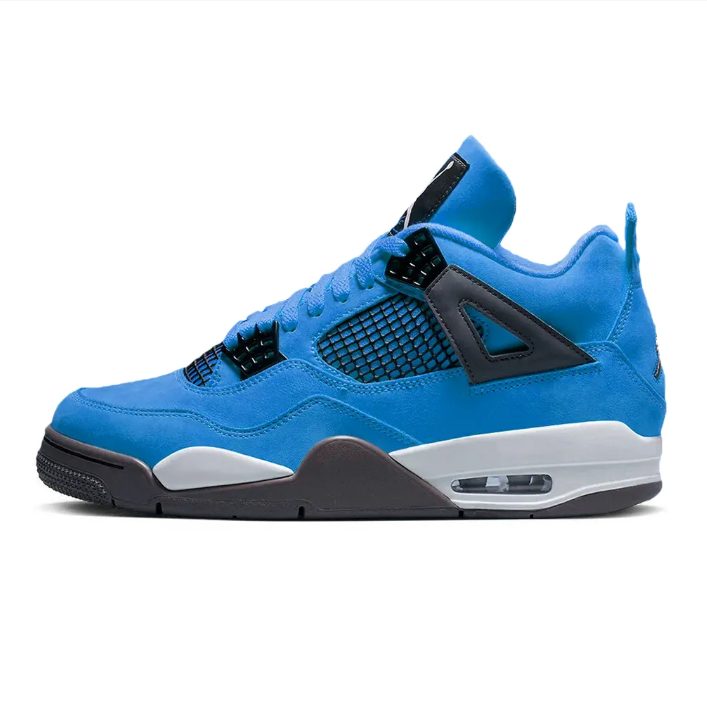 Bright Blue Sneakers with Black Grid Panels & Grey Accents