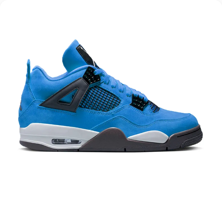 Bright Blue Sneakers with Black Grid Panels & Grey Accents