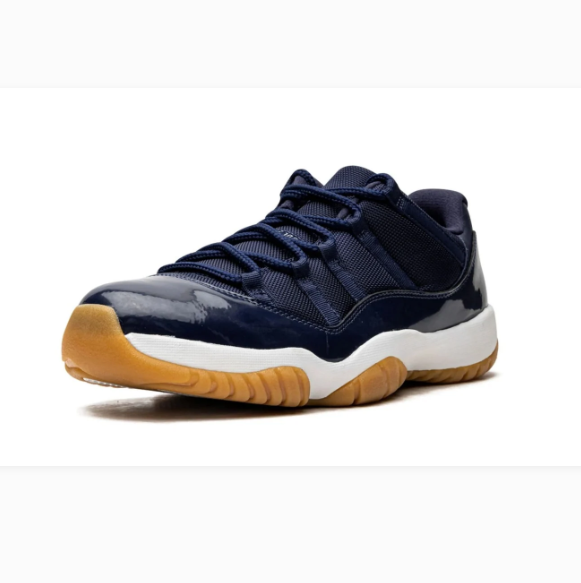 Navy Low-Top Sneakers with Glossy Overlays & Gum-Colored Soles