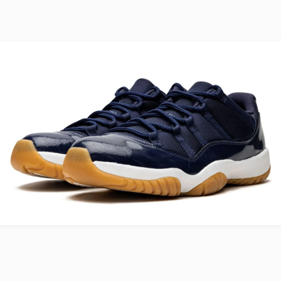 Navy Low-Top Sneakers with Glossy Overlays & Gum-Colored Soles