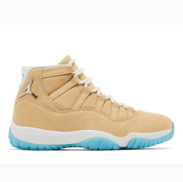 Tan High-Top Sneakers with White Laces & Turquoise Soles