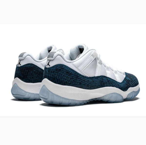 White & Navy Low-Top Sneakers with Reptile-Pattern Overlays & Icy Blue Soles