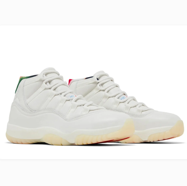 Cream High-Top Sneakers with Colorful Heel Accents & Red Tread