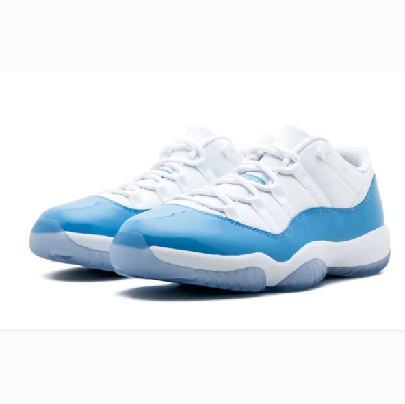White & Bright Blue Low-Top Sneakers with Icy Blue Soles