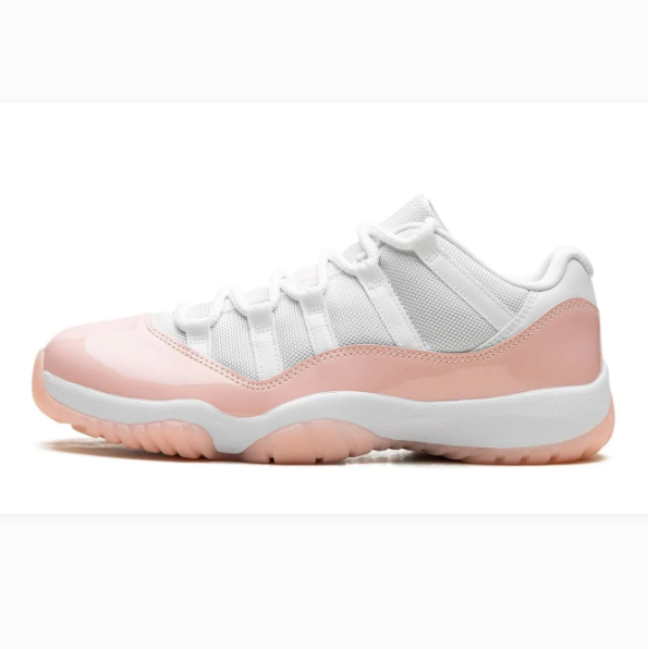 White & Blush Pink Low-Top Sneakers with Pink Soles