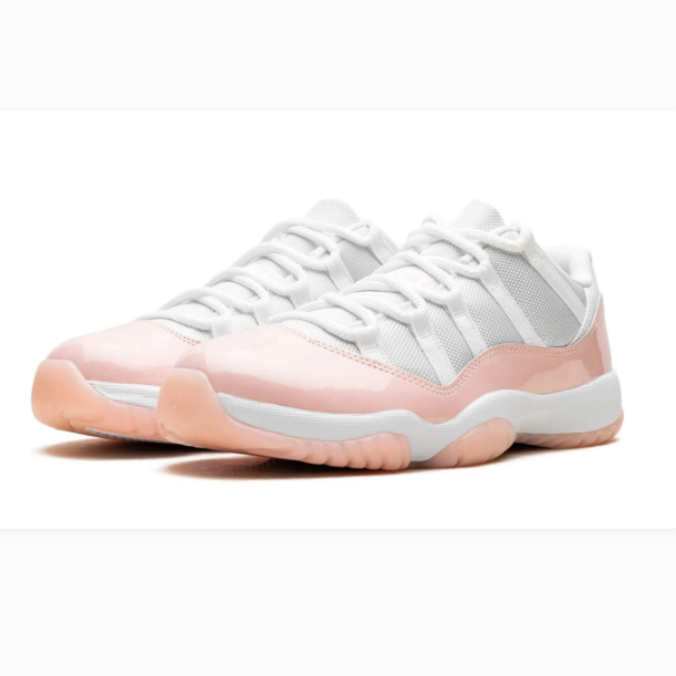 White & Blush Pink Low-Top Sneakers with Pink Soles
