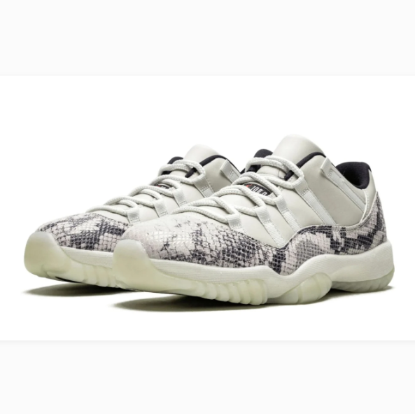 Cream Low-Top Sneakers with Grey Snakeskin-Pattern Overlays