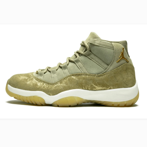 Olive Green High-Top Sneakers with Gold-Tone Accents & Amber Soles