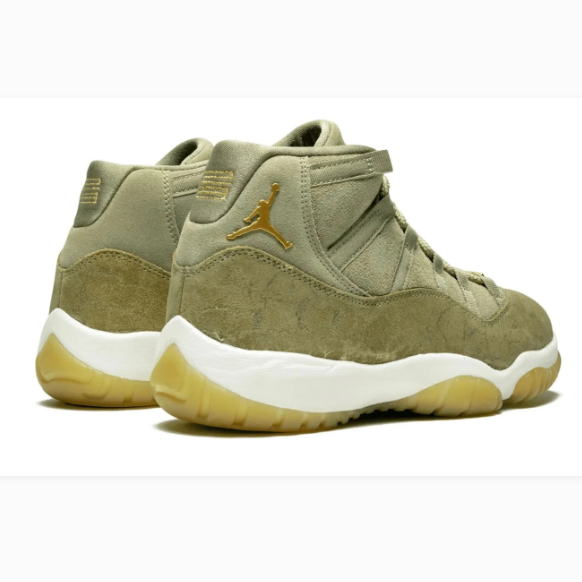 Olive Green High-Top Sneakers with Gold-Tone Accents & Amber Soles